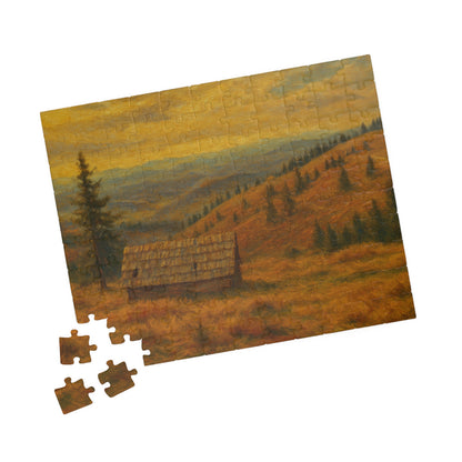 Autumn Mountain Cabin Puzzle 520-piece | Landscape Jigsaw - TRV