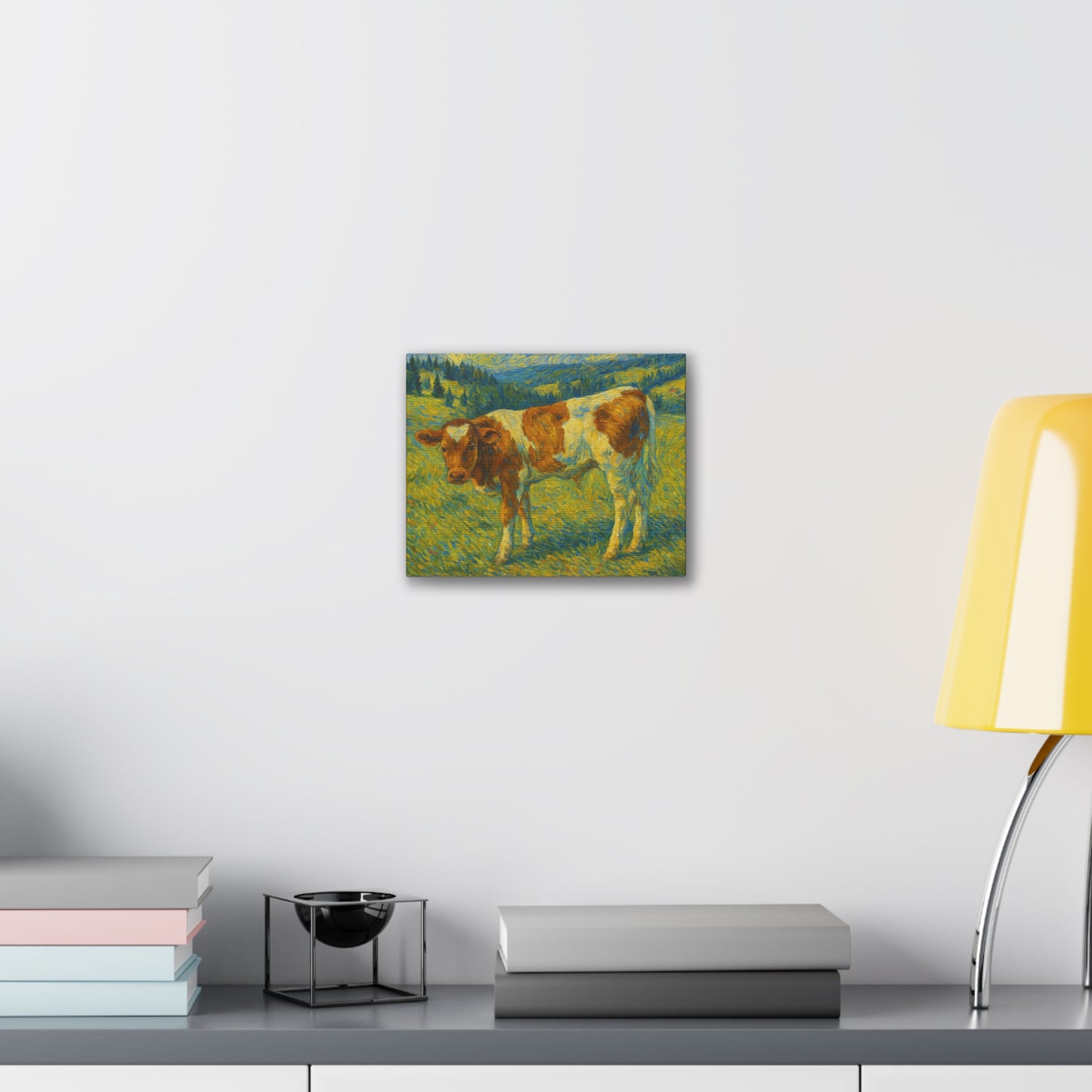 Artistic Cow Canvas Wall Art - Farmhouse Decor, Calf Painting