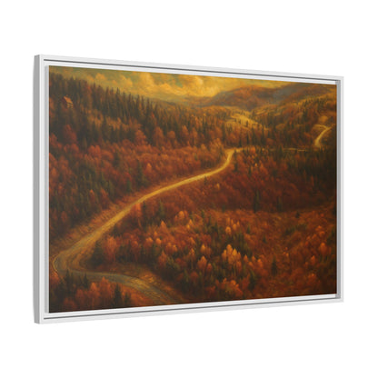 Autumn Landscape Framed Canvas Art, Cozy Home Decor, Warm Fall Vibes, Gift for Nature Lovers, Perfect for Thanksgiving - TRV