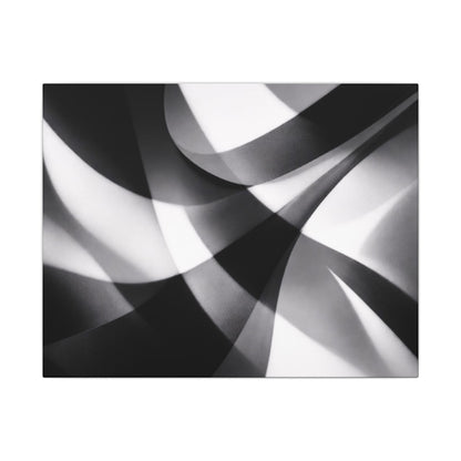 Abstract black and white swirl matte canvas print by Printify, showcasing a modern swirl design on high-quality canvas.