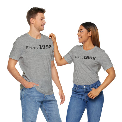 Est. 1992 Unisex Jersey Tee - Retro Birthday Gift, Casual Wear, Cool Vintage T-Shirt, Gift for Him, Gift for Her - TRV