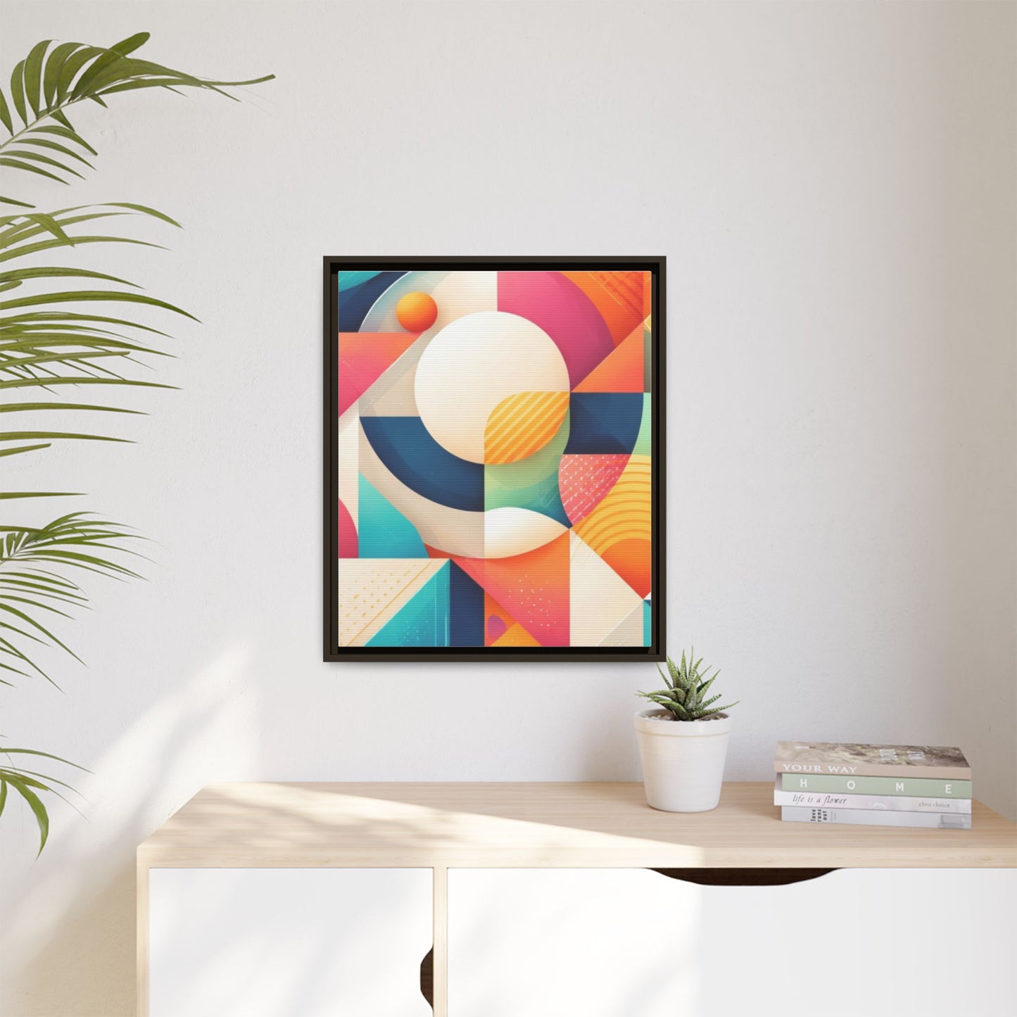 Colorful Geometric Abstract Art Matte Canvas Framed