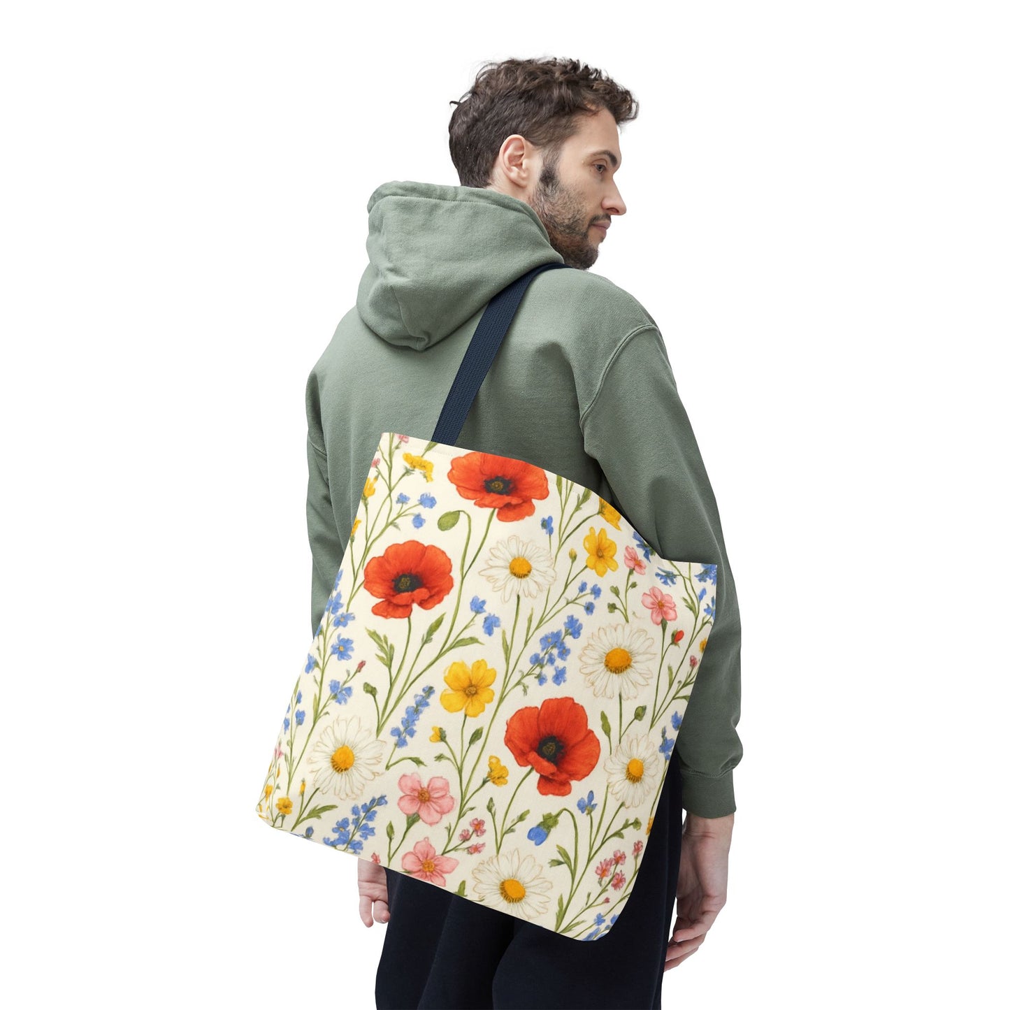 Wildflower Poppy Print Tote Bag | Floral All-Over Pattern