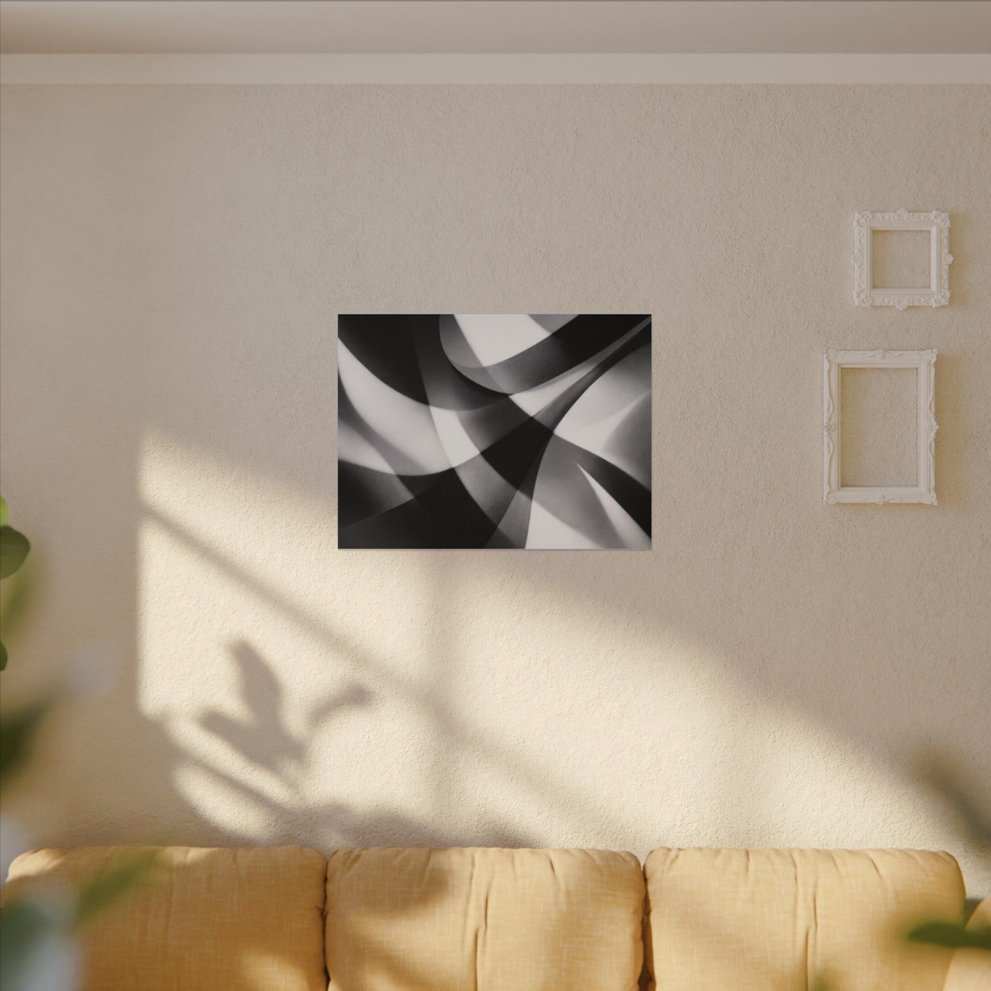 Abstract Black and White Swirl Matte Canvas