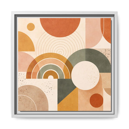 Abstract Terracotta Geometric Rainbow Matte Canvas Framed