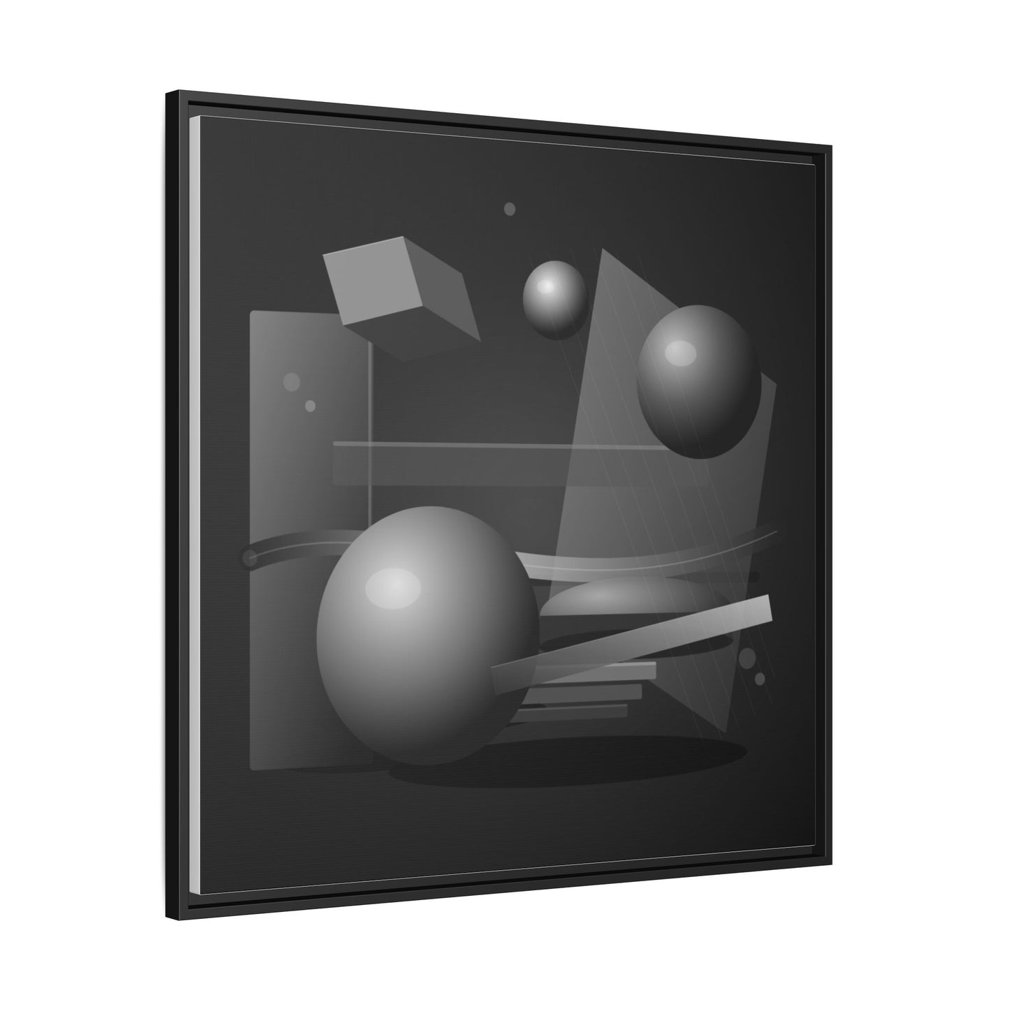 Monochrome Geometric Spheres Canvas Framed Wall Art | Matte Print