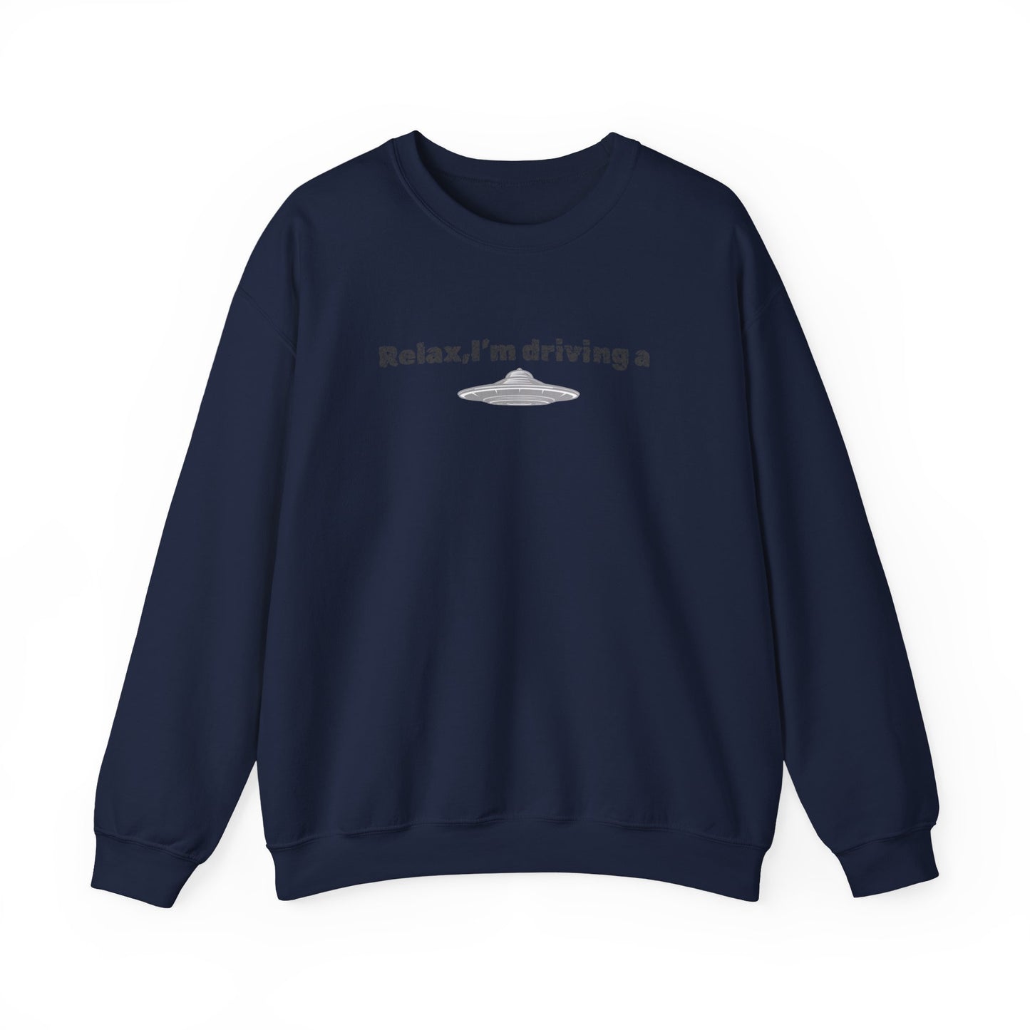 Relaxing UFO Driving Sweatshirt, Funny Gift for UFO Lovers, Unisex Crewneck Pullover, Casual Wear, Space Enthusiast Apparel