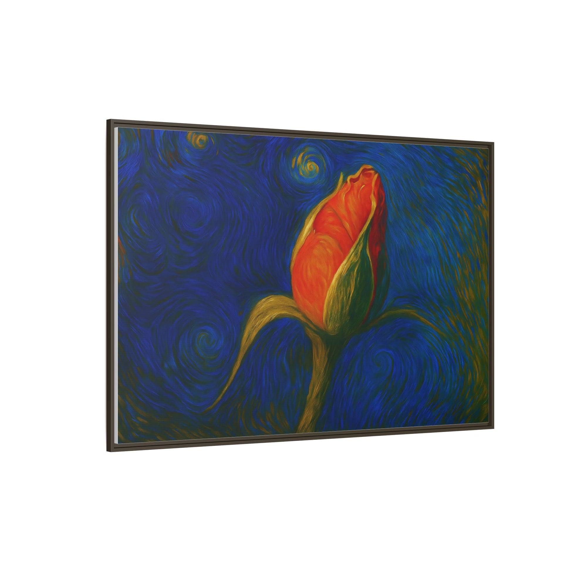 Red Rose Bud Painting Canvas Framed | Matte Wall Art - TRV