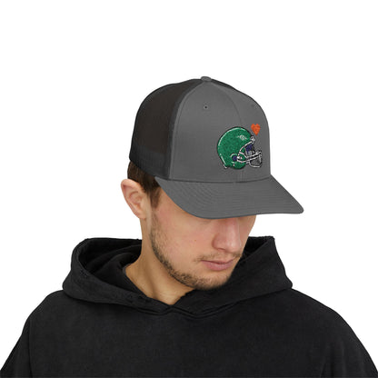 Snapback Trucker Cap with Football Heart Design - Perfect for Sports Fans, Gifts for Gamers, Casual Outings, Tailgating, and Team Spirit - TRV