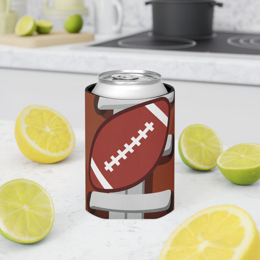 Football Can Cooler for Game Day, Beverage Insulator for Tailgating, Outdoor Parties, Sports Gifts for Fans, Reusable Drink Holder