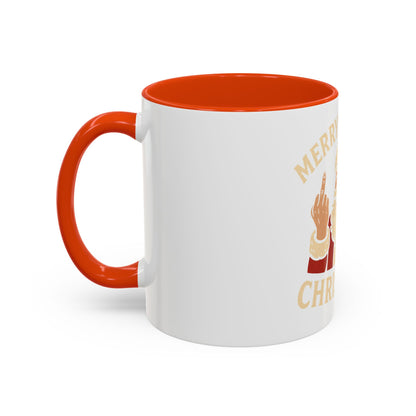 Irreverent Merry Christmas Mug — Funny Santa Middle Finger Coffee Cup (11oz & 15oz)