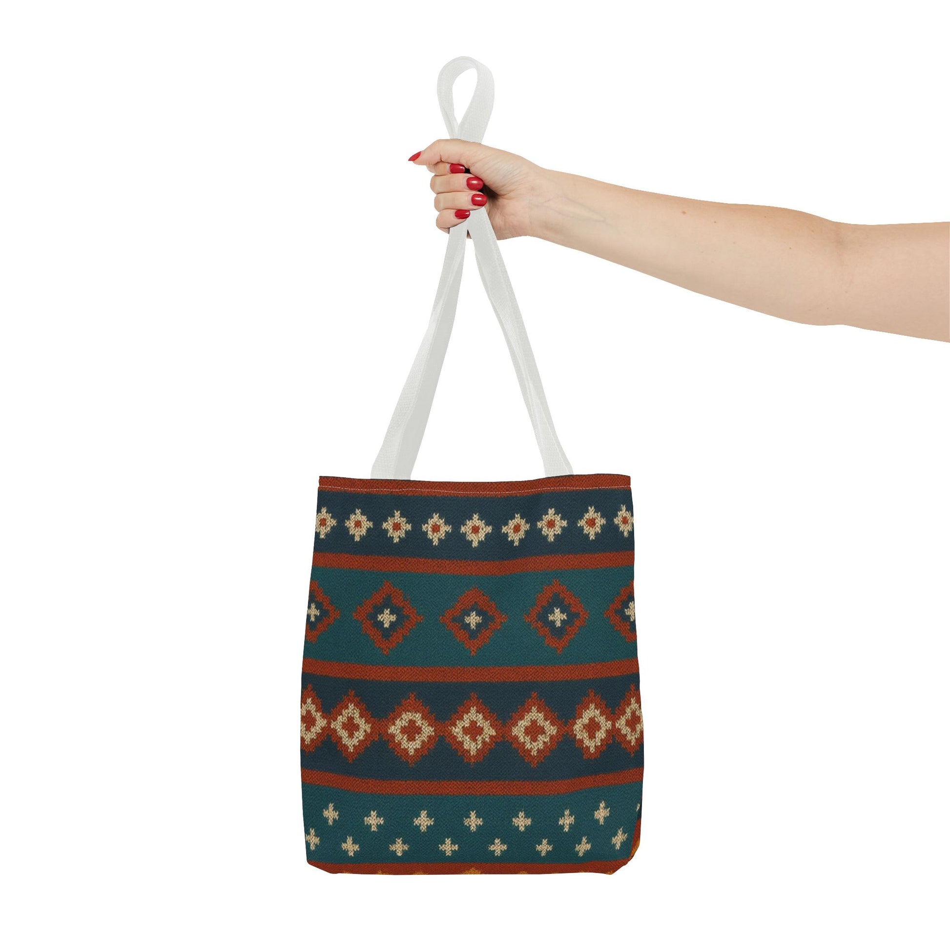 Southwestern Diamond Pattern Tote Bag | Aztec Tribal Geometric Print - TRV