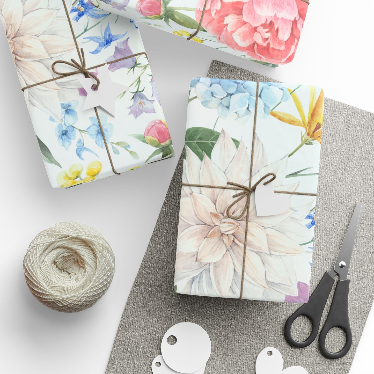 Floral Watercolor Wrapping Paper Roll — Pastel Flowers Gift Wrap for Mother's Day & Spring
