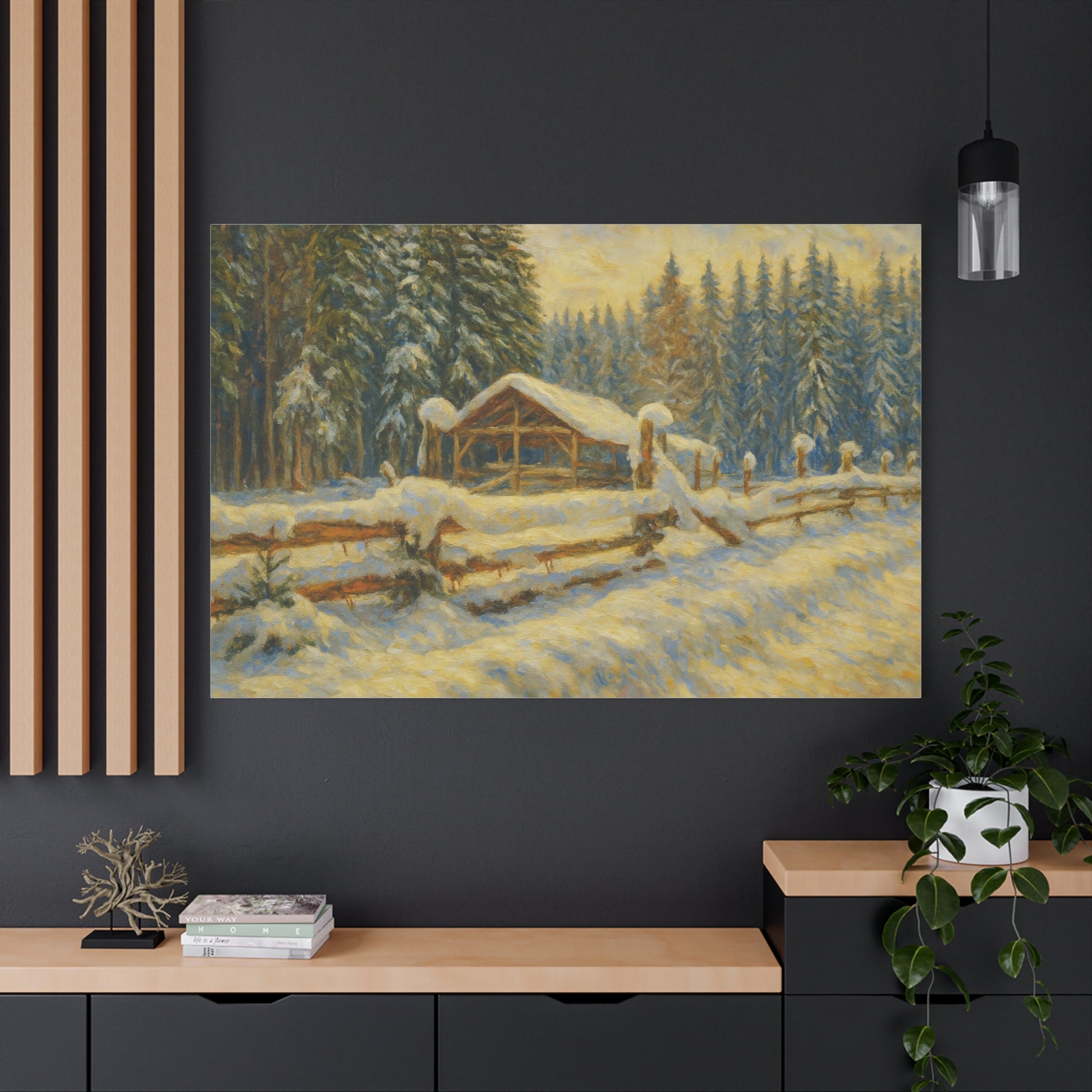 Canvas Wall Art, Winter Landscape Print, Home Decor, Rustic Art, Gift for Nature Lovers, Holiday Decoration - TRV