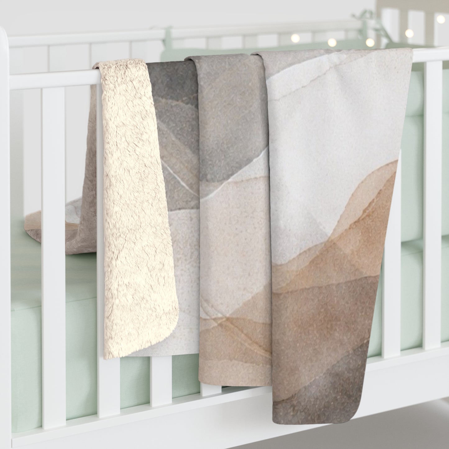 Abstract Sherpa fleece blanket from Printify featuring a cozy, plush texture and modern abstract design for home decor.