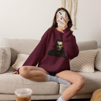 Gothic Horror Sweatshirt, Cozy Vampire Sweatshirt, Spooky Apparel, Halloween Costume Top, Unisex Halloween Sweatshirt