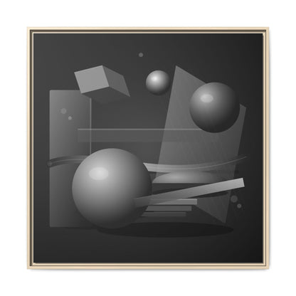 Monochrome Geometric Spheres Canvas Framed Wall Art | Matte Print