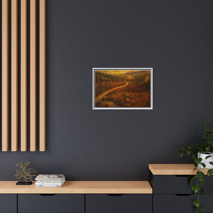 Autumn Landscape Framed Canvas Art, Cozy Home Decor, Warm Fall Vibes, Gift for Nature Lovers, Perfect for Thanksgiving - TRV