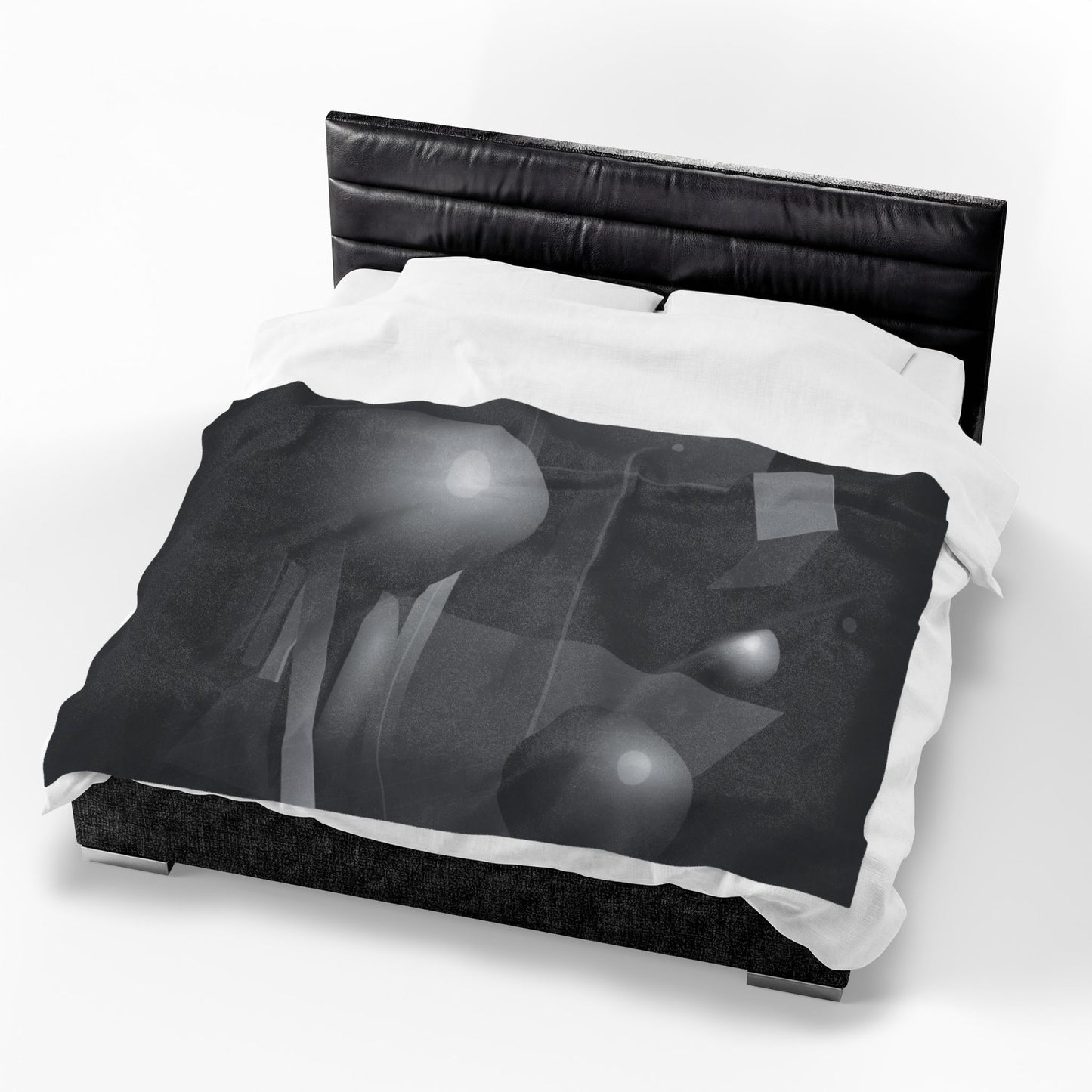 3D Geometric Spheres Velveteen Plush Blanket | Abstract Cube & Sphere Design