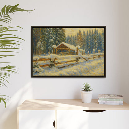 Winter Landscape Framed Canvas Art | Cozy Home Decor | Wall Art for Living Room, Bedroom, Holiday Gift, Rustic Vibes, Art Print - TRV