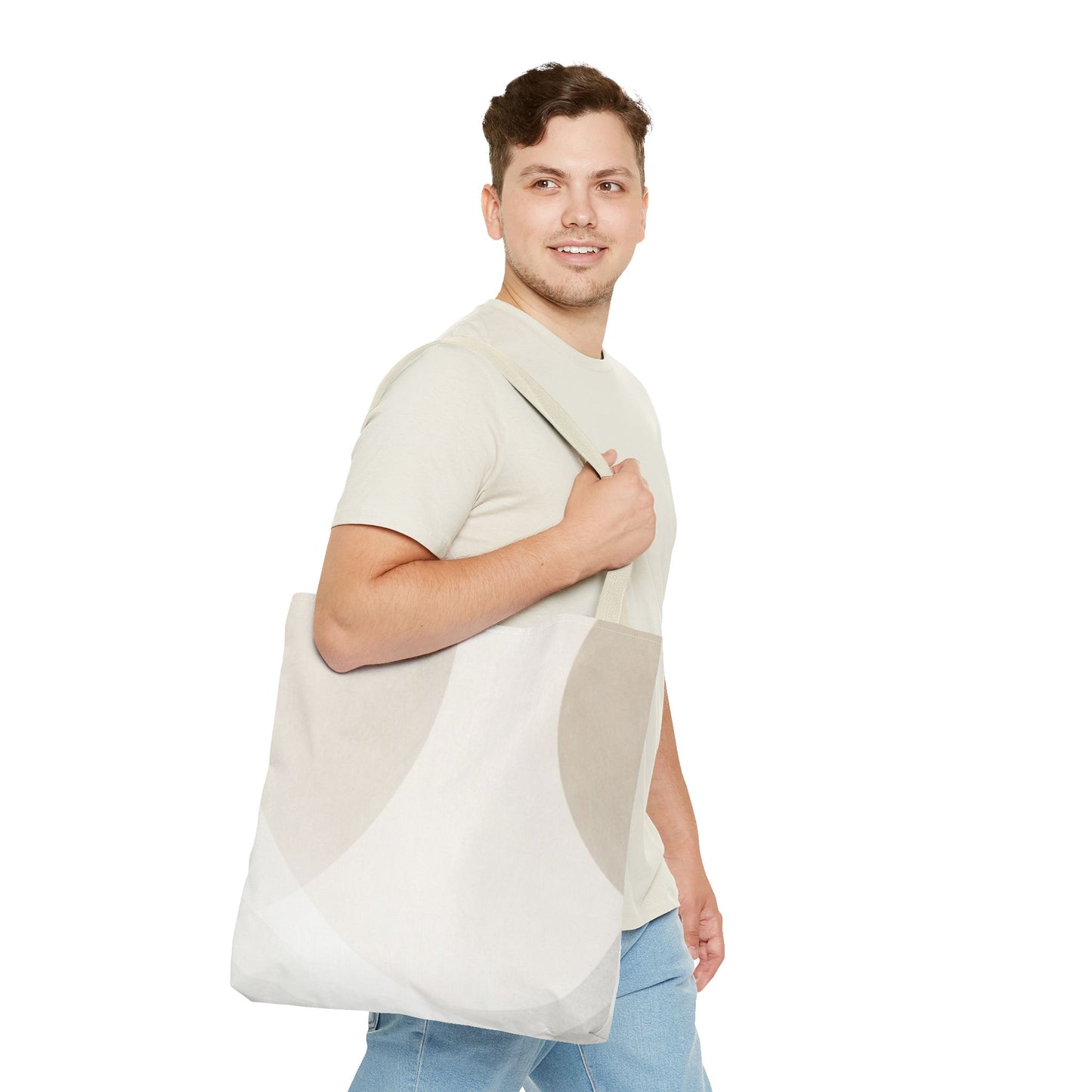 Neutral Abstract Geometric Tote Bag | Minimal Beige Shapes