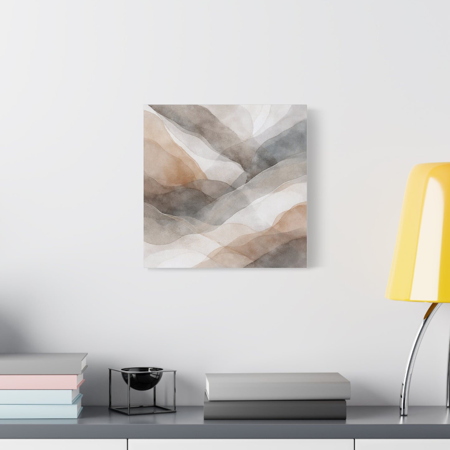 Neutral Abstract Watercolor Waves Canvas