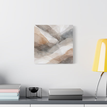 Neutral Abstract Watercolor Waves Canvas