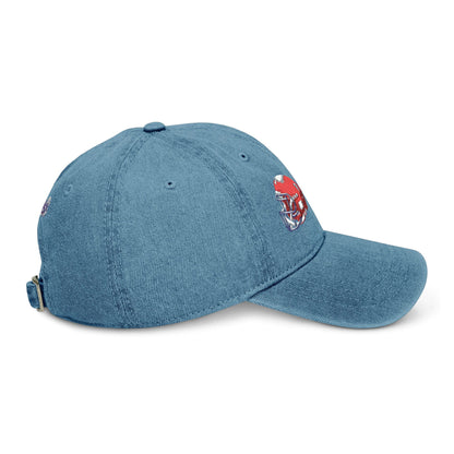 Football-Themed Denim Hat with Embroidery, Perfect Gift for Sports Lovers, Casual Wear, Game Day Accessories, Embroidered Cap