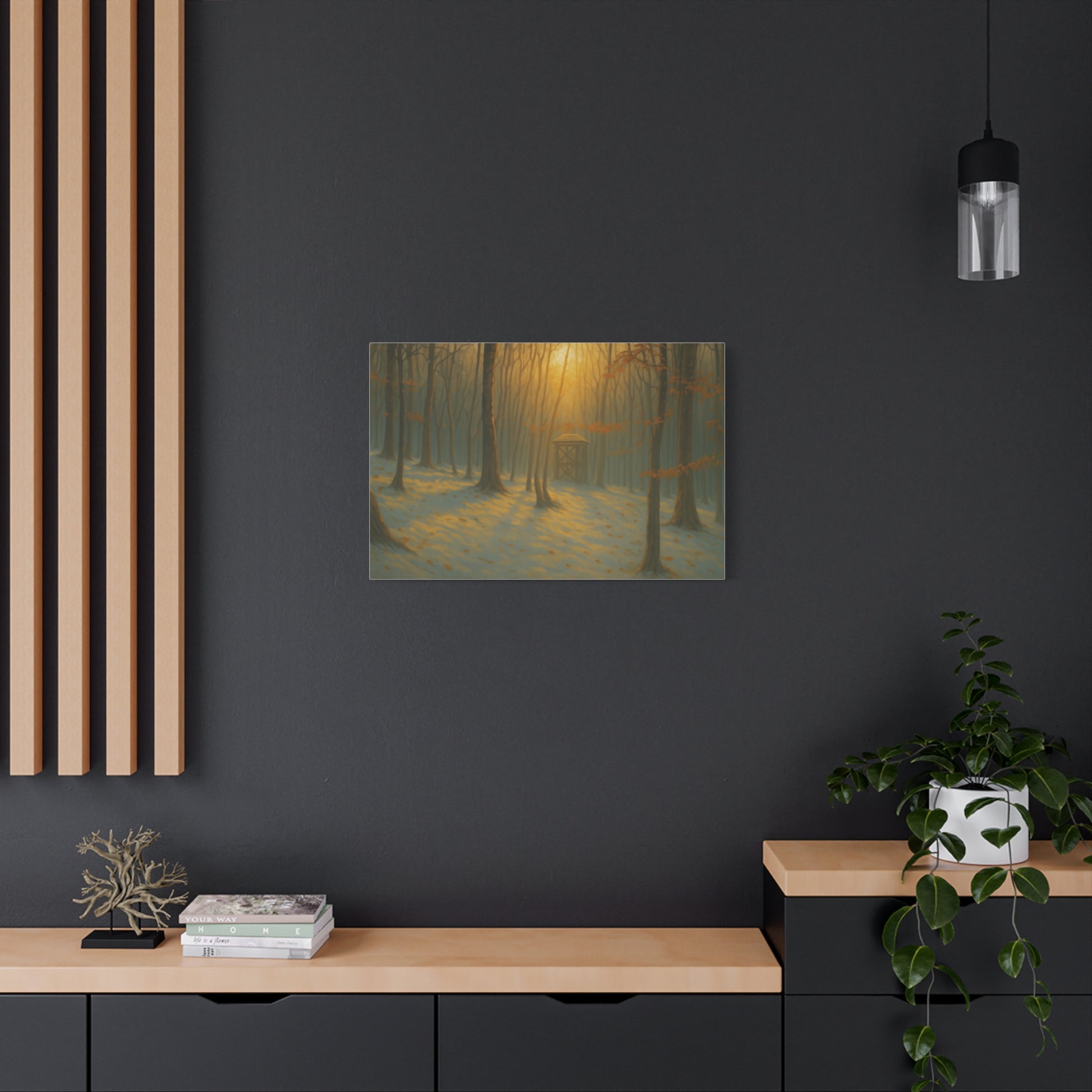 Matte Canvas Wall Art, Scenic Nature Print, Calm Forest Decor, Cozy Home Aesthetic, Autumn Landscape, Gift for Nature Lovers - TRV