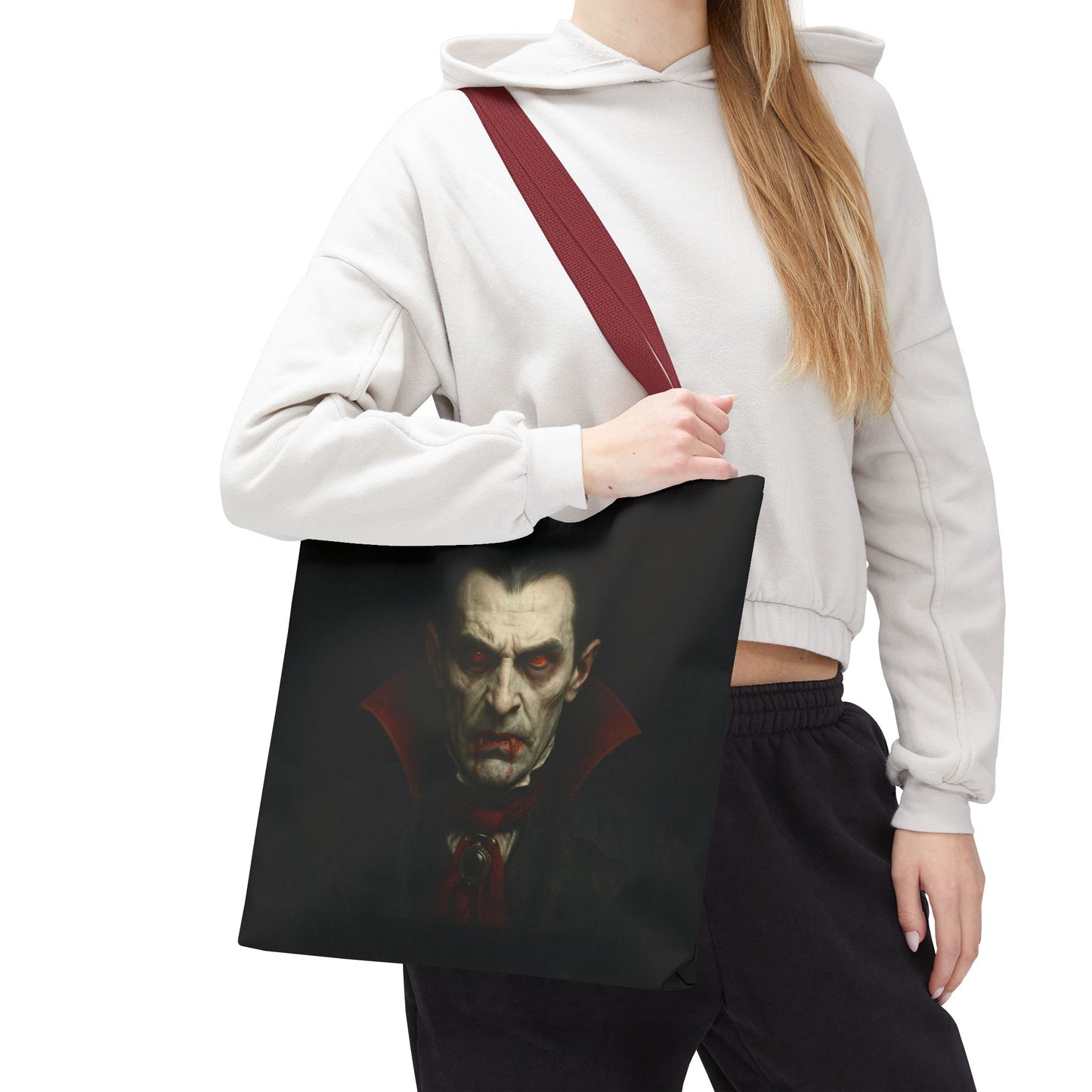 Vampire Haunted Tote Bag, Spooky Shopping Bag, Halloween Accessory, Gothic Style Handbag, Perfect for Halloween Parties, Unisex Tote - TRV
