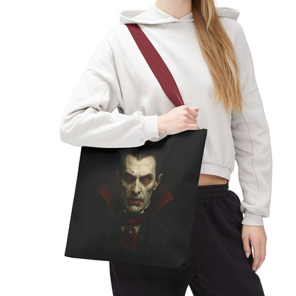 Vampire Haunted Tote Bag, Spooky Shopping Bag, Halloween Accessory, Gothic Style Handbag, Perfect for Halloween Parties, Unisex Tote - TRV