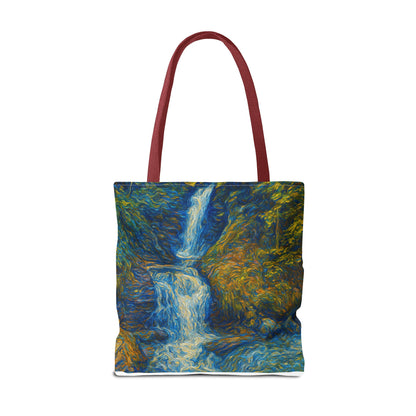 Nature-Inspired Tote Bag, Artistic Eco-Friendly Shopper, Waterfall Design, Reusable Market Bag, Gift for Nature Lovers - TRV
