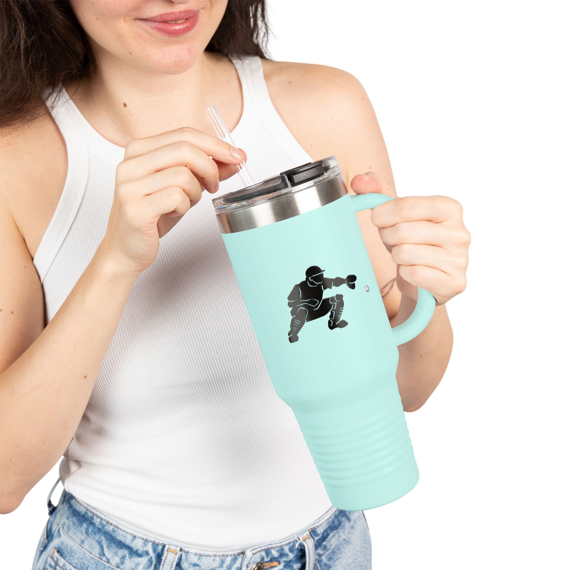 Insulated Travel Mug | Baseball Catcher Themed Travel Tumbler for Active Lifestyles, Coffee Mug, Road Trip Cup, Gym Hydration, Gift for Athletes - TRV