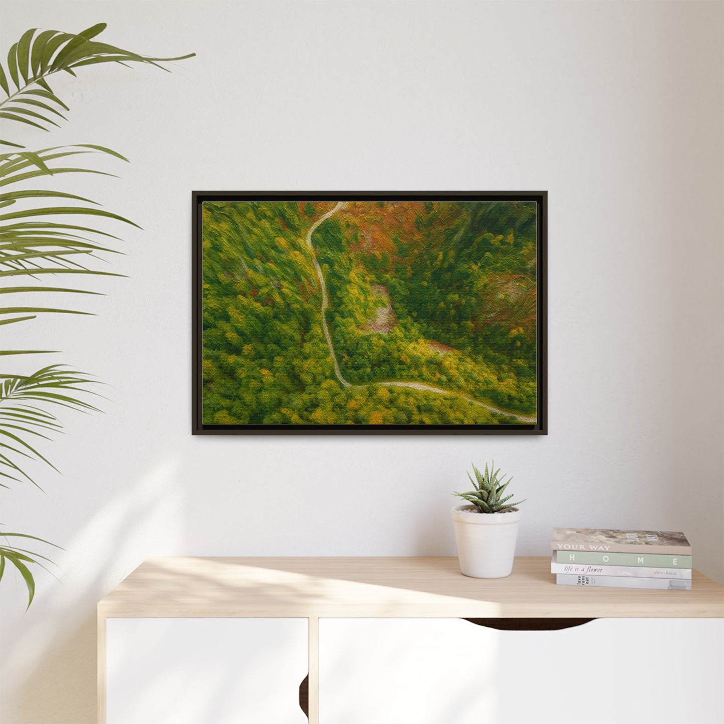 Framed Nature Canvas Art Print, Vibrant Forest Wall Decor, Abstract Landscape Artwork, Home Decoration, Gift for Nature Lovers - TRV