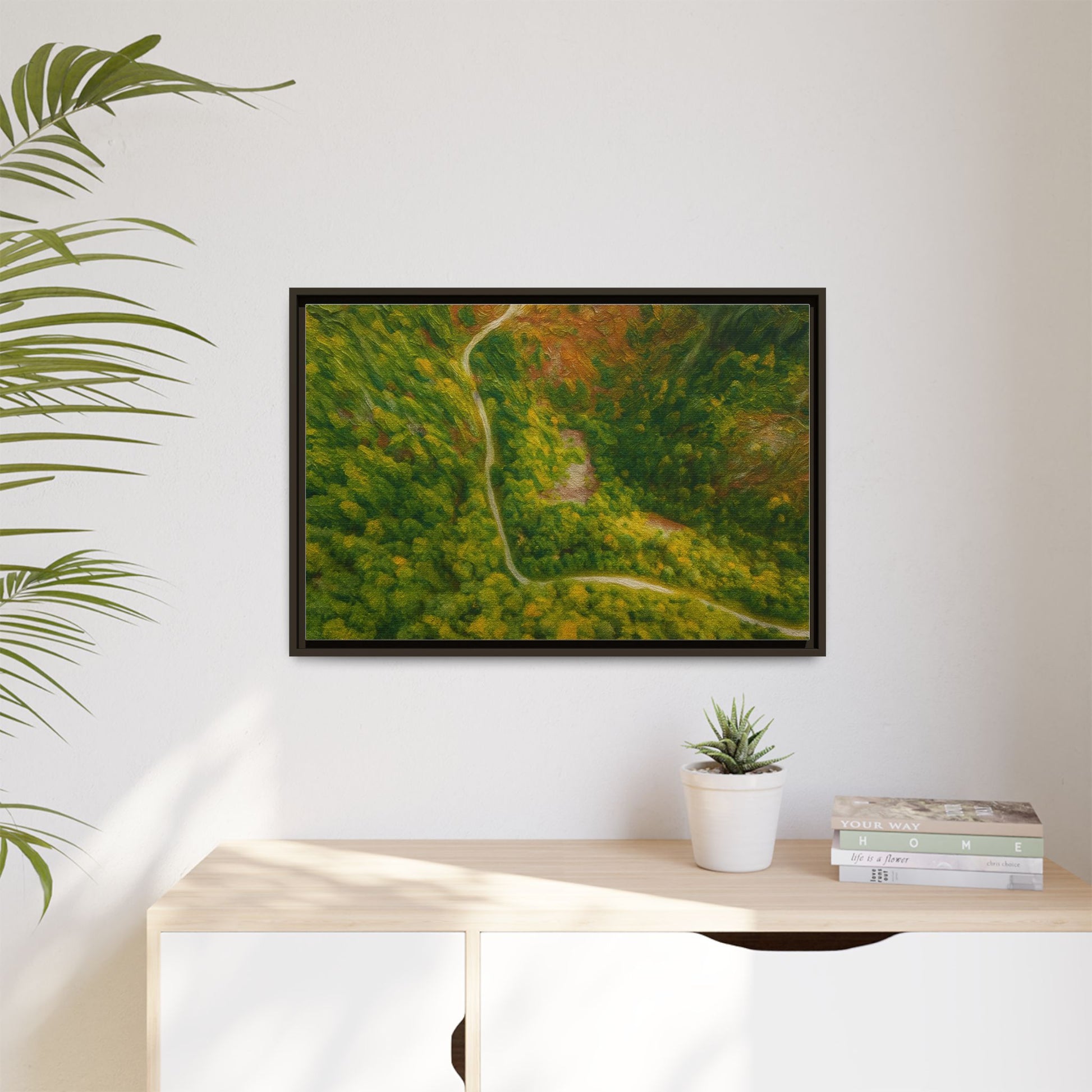 Framed Nature Canvas Art Print, Vibrant Forest Wall Decor, Abstract Landscape Artwork, Home Decoration, Gift for Nature Lovers - TRV