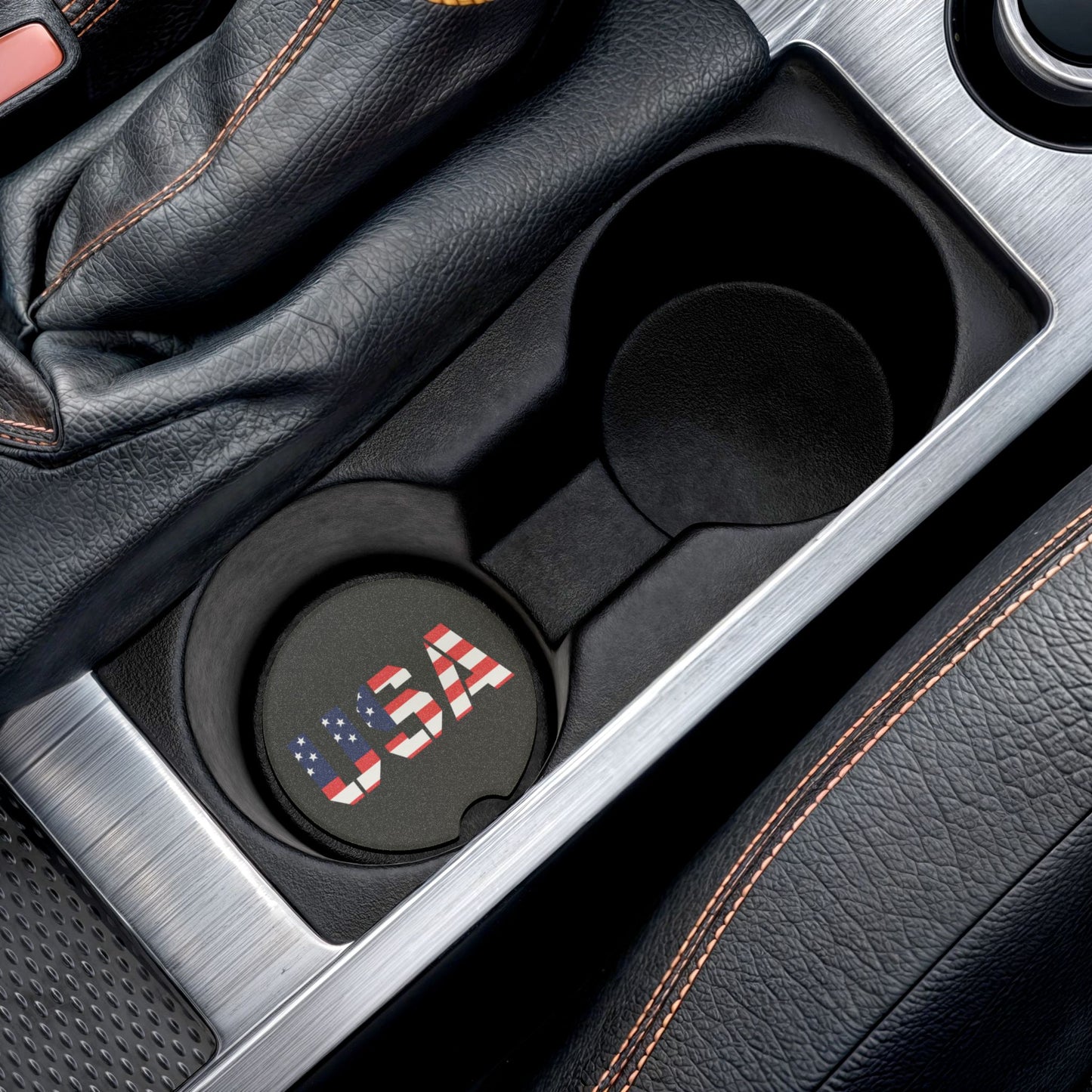 USA Flag Soapstone Car Coaster – Patriotic Drink Holder for Cars