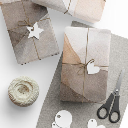 Geometric Neutral Watercolor Wrapping Paper Roll — Earth Tone Abstract Gift Wrap