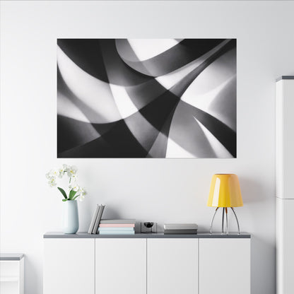 Abstract Black and White Swirl Matte Canvas