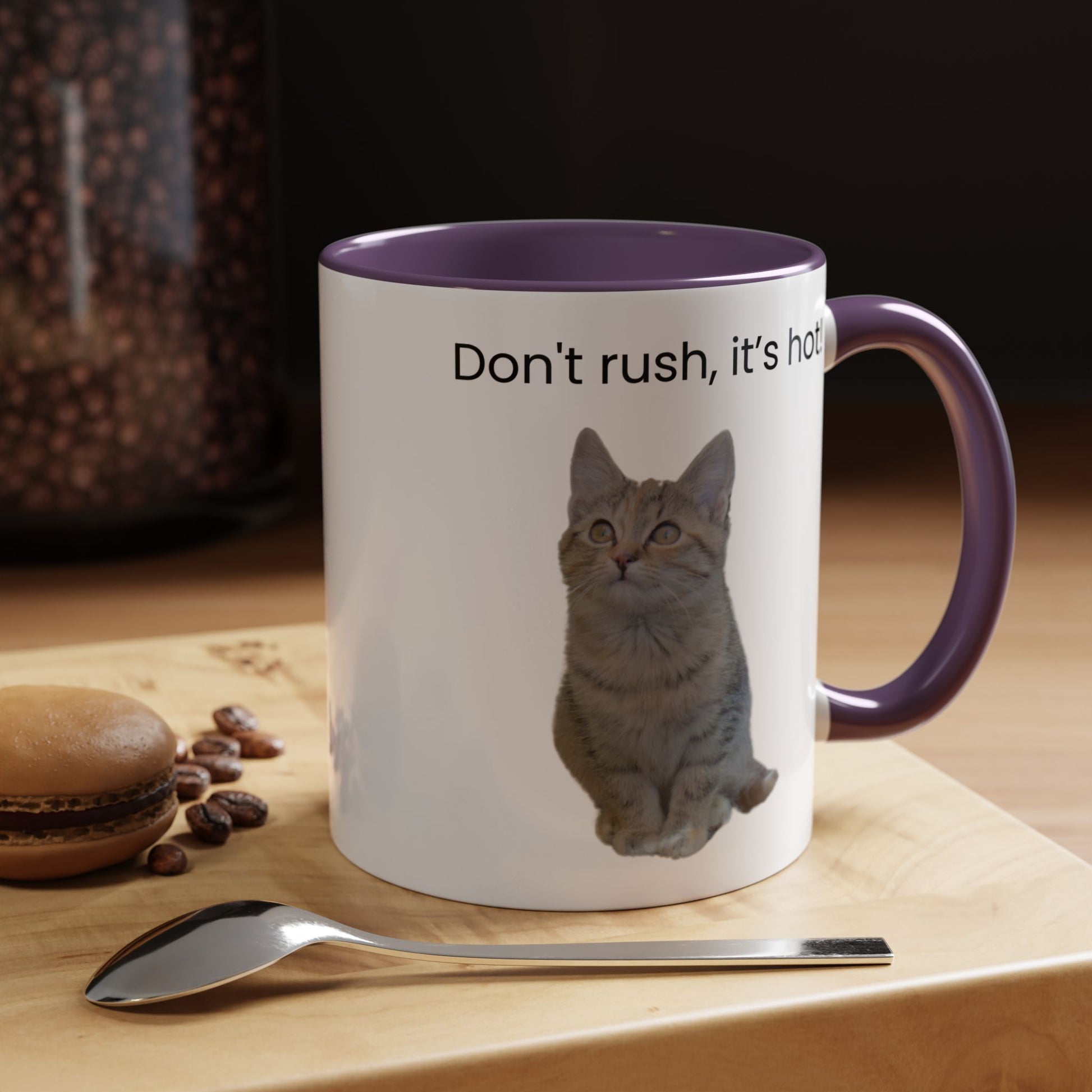 Cute Cat Coffee Mug - "Don't Rush, It's Hot!" - TRV