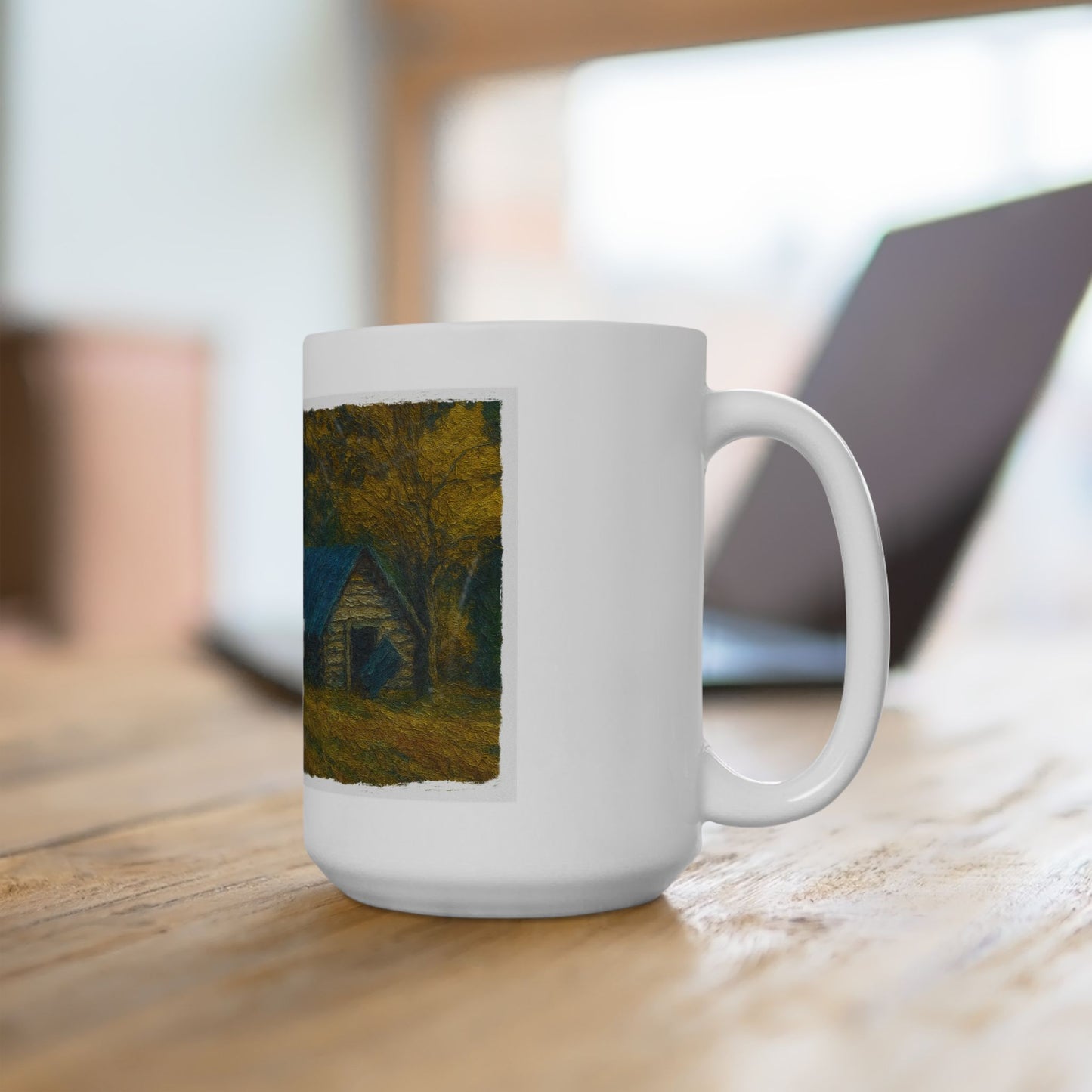 Rustic Cabin Ceramic Mug - Cozy Coffee Cup, Handmade Gift for Nature Lovers, Perfect for Home or Office, Great for Christmas, [...] - TRV