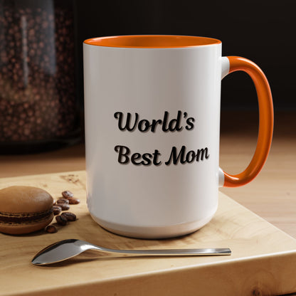 World's Best Mom Accent Coffee Mug - 11oz & 15oz - Perfect Gift for Mother's Day
