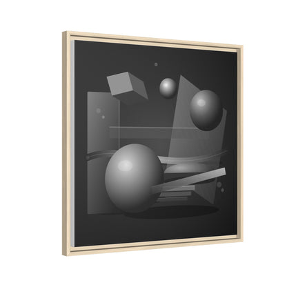 Monochrome Geometric Spheres Canvas Framed Wall Art | Matte Print