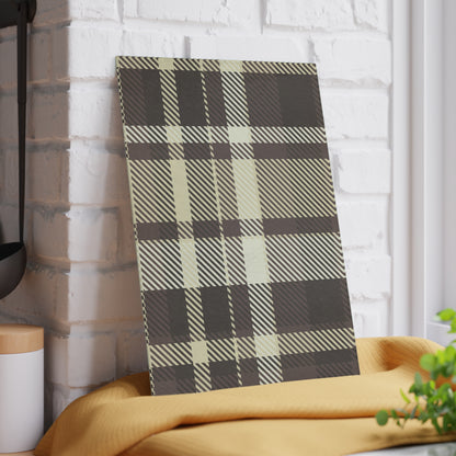 Plaid Glass Cutting Board — Neutral Buffalo Check Kitchen Board