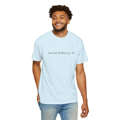 Social Battery 1% T-shirt | Introvert Funny Text Tee