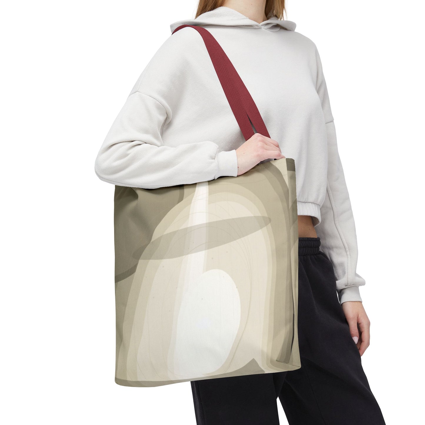 Neutral Abstract Light Beam Tote Bag | Minimalist Geometric Pattern