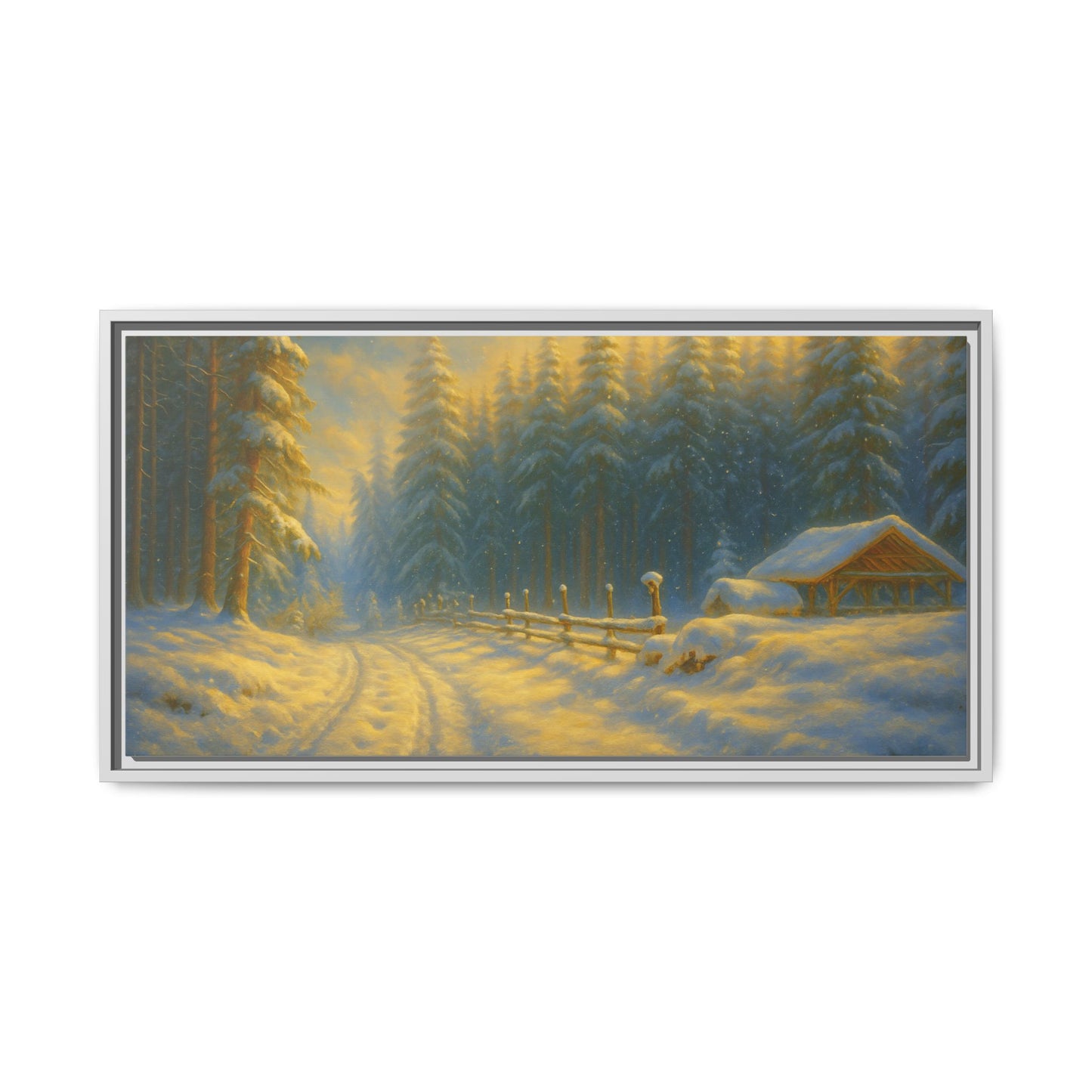 Wall Art Print, Winter Cabin Decor, Nature Scene, Holiday Gift, Cabin Vibes, Christmas Decoration, Matte Canvas, Framed - TRV