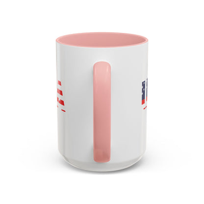 USA Flag Accent Coffee Mug — Patriotic 11/15oz Ceramic Coffee Cup