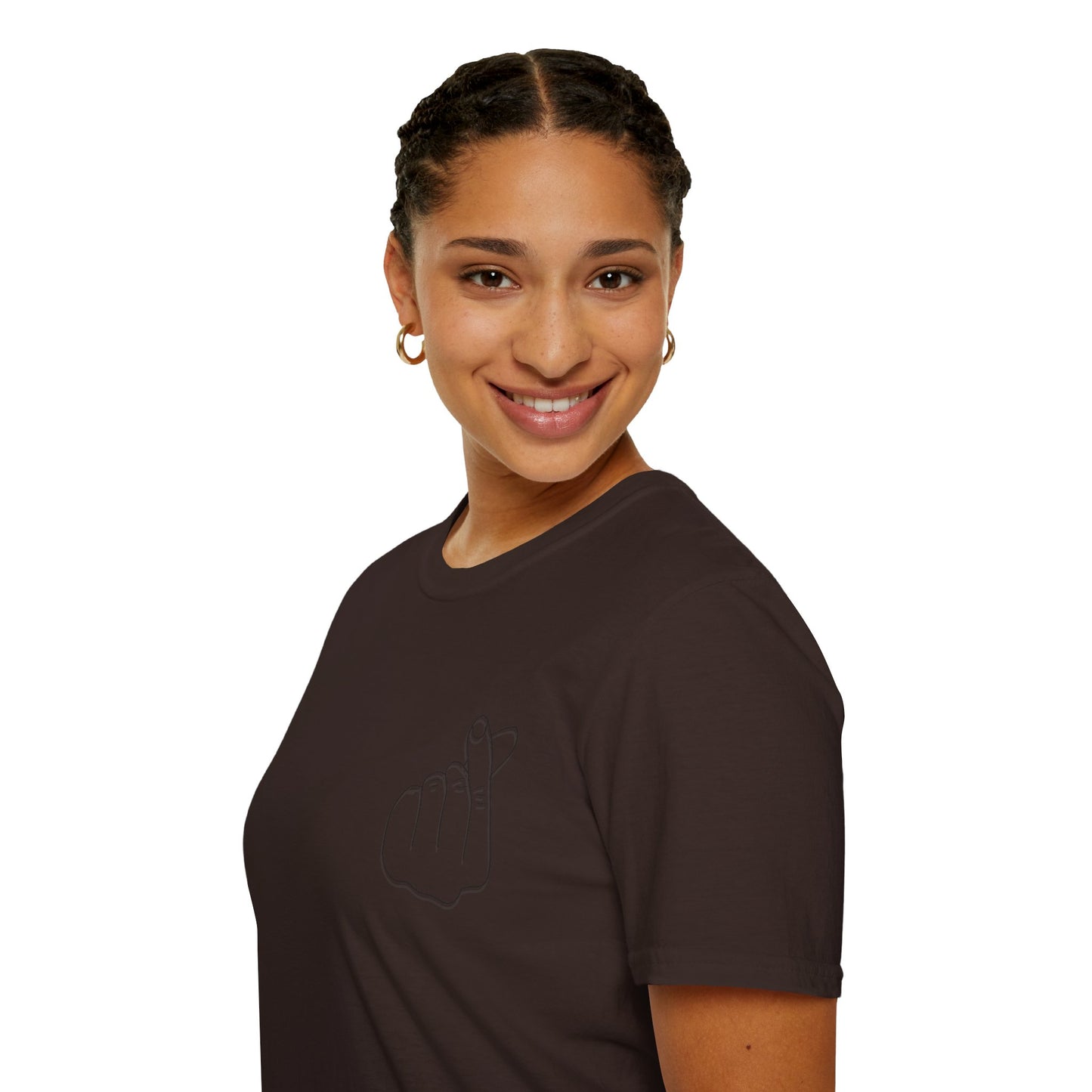 Trendy Unisex Softstyle T-Shirt with Love Hand Gesture Design