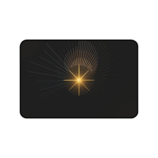 Golden Starburst Desk Mat | Celestial Radiant Light Mousepad - TRV