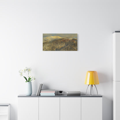Mountain Serenity Stretched Canvas Art, Winter Landscape Wall Decor, Nature Print for Home, Gift for Nature Lovers, Cozy Interior Accent